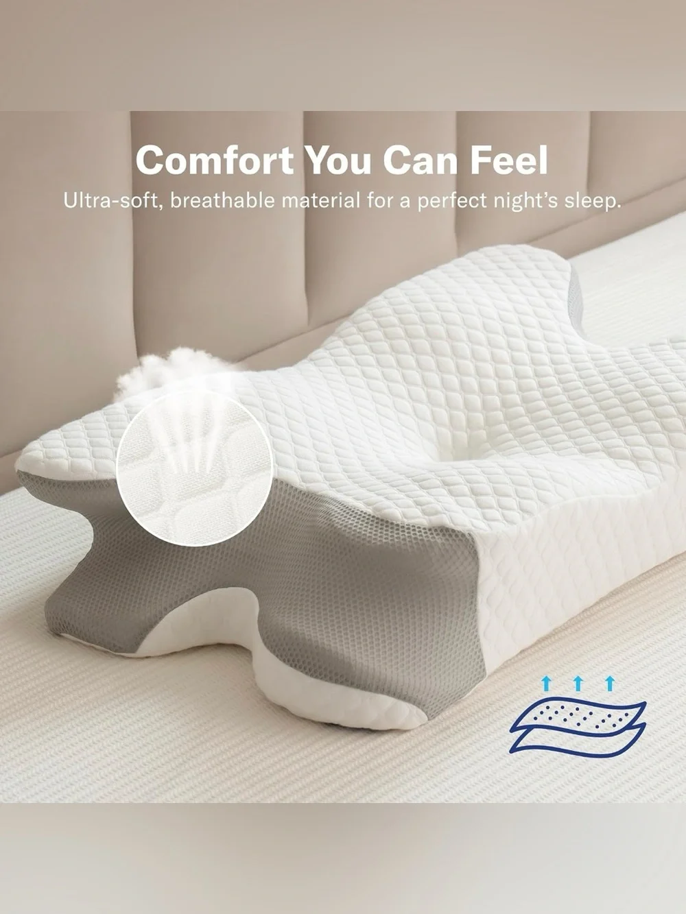 Alcedo Contoured Support Pillow, Better Sleep Cervical Support And Pain Relief